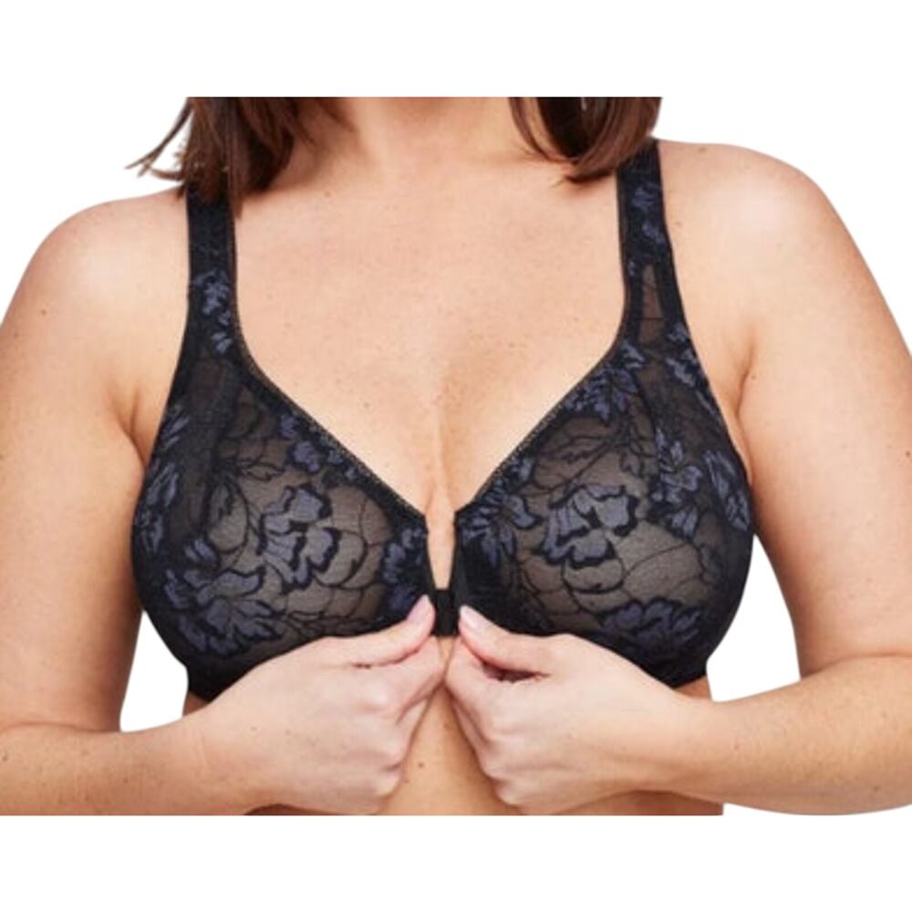 Glamorise Bra 9246 Full Figure wonderwire front closure lace size 38F